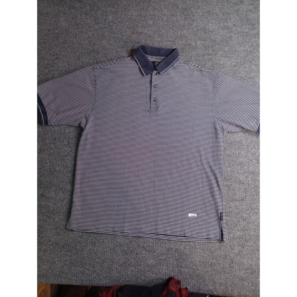 Nike Golf Dri Fit Polo Shirt Mens Large Navy White Striped Short Sleeve Golf